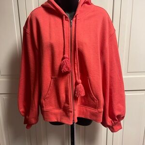 Orange Hooded Zip-Up Sweatshirt
